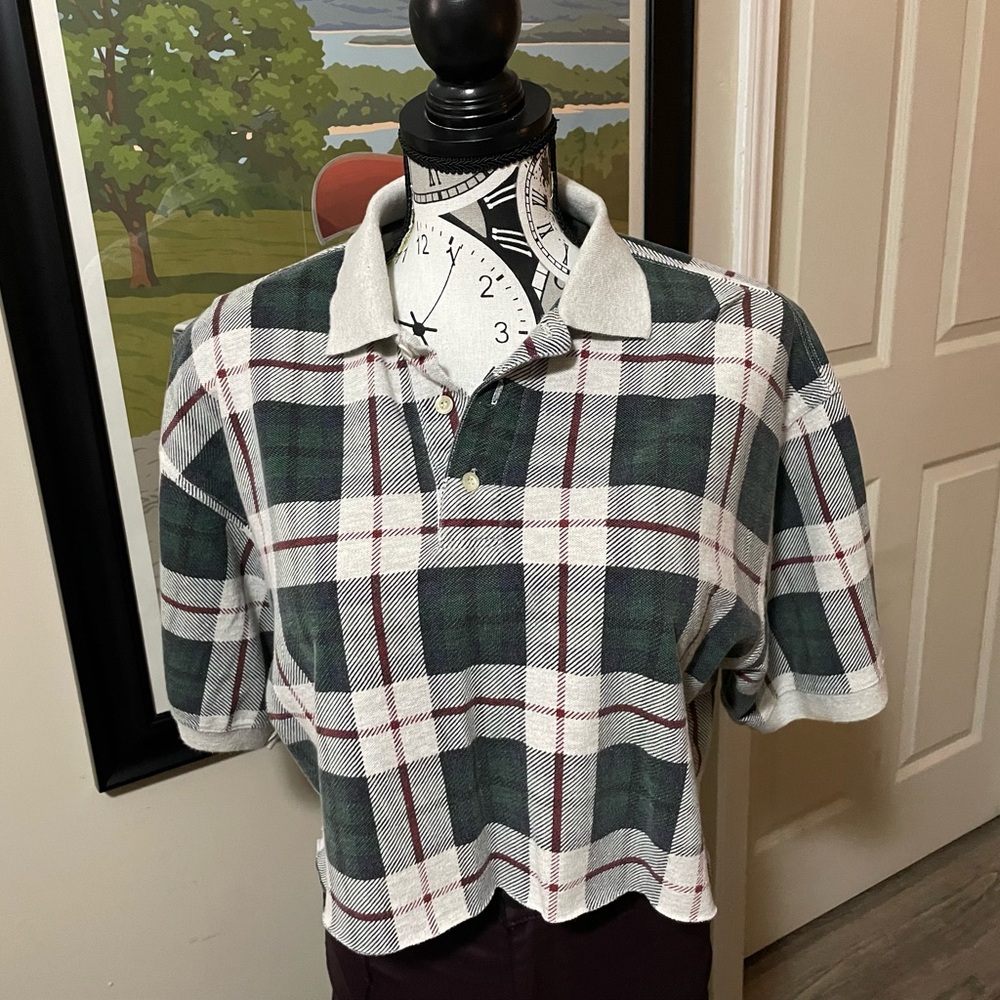 Vintage Gant Plaid Polo Crop